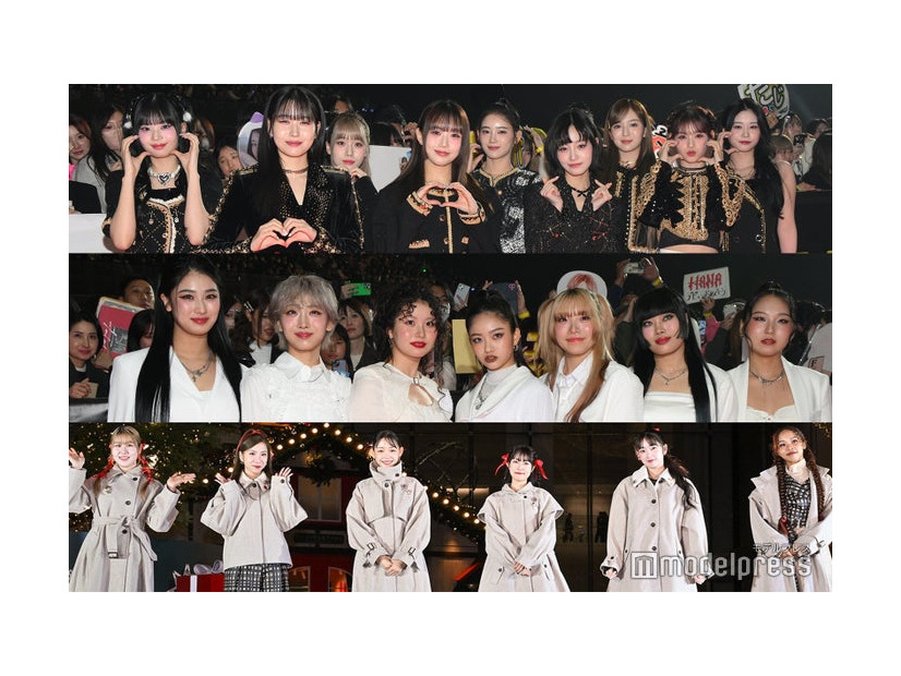 （上から）ME:I／COCORO・TSUZUMIは欠席、HANA、Little Glee Monster（C）モデルプレス