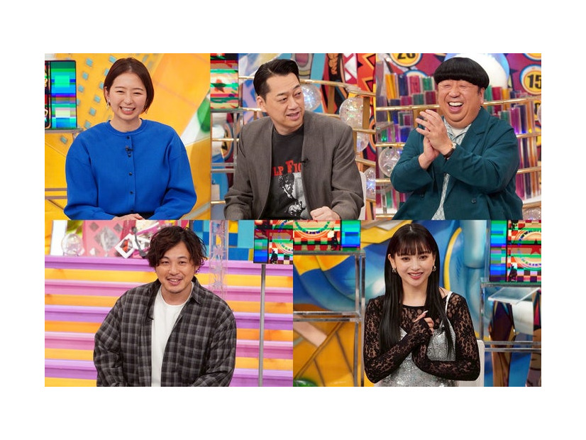 （上段左から）小室瑛莉子アナウンサー、設楽統、日村勇紀（下段左から）平子祐希、ゆきぽよ（C）フジテレビ