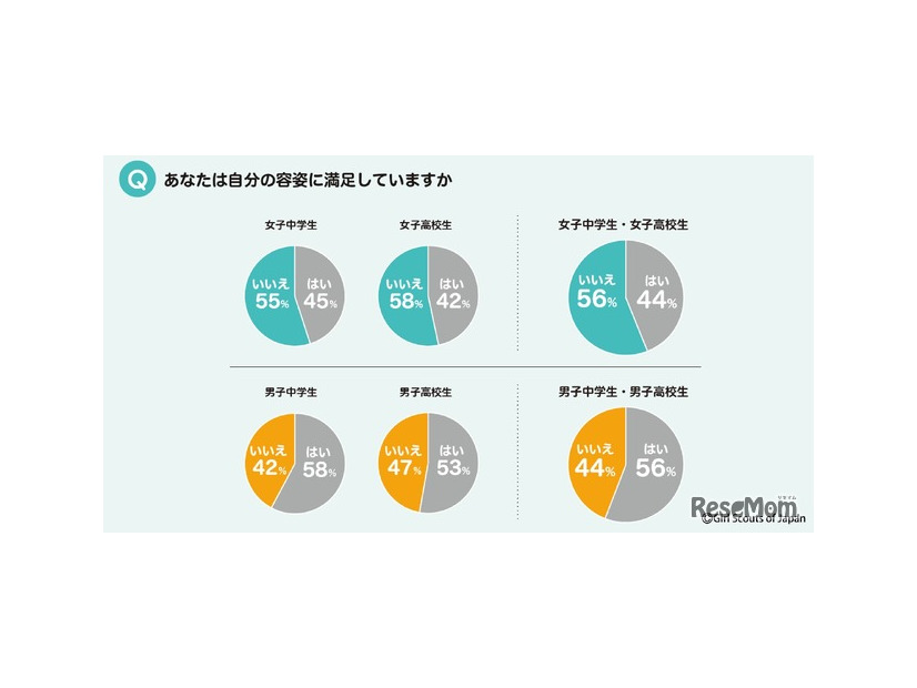 自分の容姿に満足しているか　(c) Girl Scouts of Japan