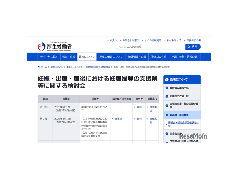 第10回「妊娠・出産・産後における妊産婦等の支援策等に関する検討会」議論の整理（案）