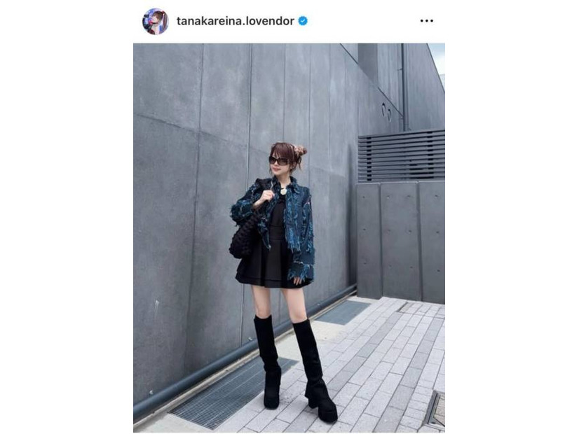 「2次元なスタイル」田中れいな、ほっそり美脚のミニスカSHOTに絶賛の声「スラリとした長い足」