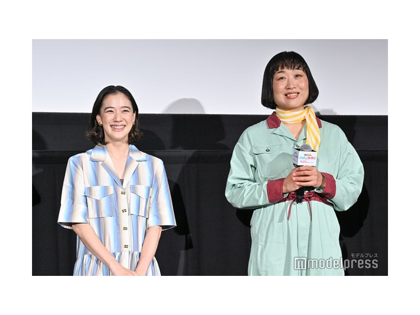 「それいけ！アンパンマン　チャポンのヒーロー！」完成披露上映会に出席した蒼井優、山崎静代（C）モデルプレス