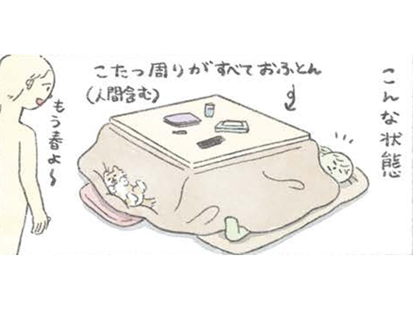 畳んだこたつに入る愛犬むっく…まるで屋根付きの寝床を見つけたよう【うちのむっくはいつも楽しそう #７ 】