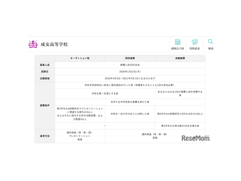 2026年度オーディション型入試 新設