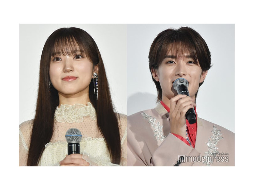 インコに「ビジュイイじゃん」を教育している矢吹奈子、インコとコラボを志願した山中柔太朗（C）モデルプレス