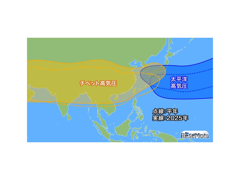 2025年の猛暑ピーク時の天気図イメージ