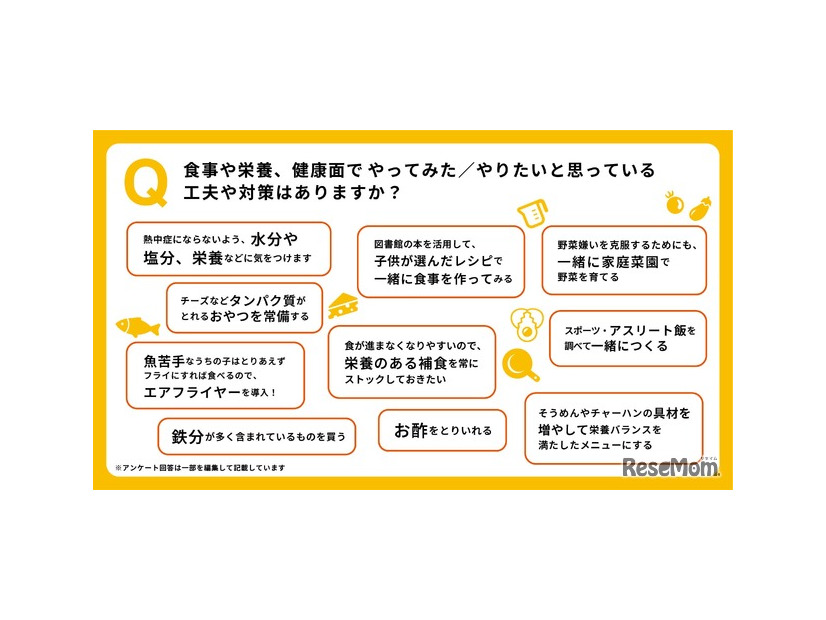 食事や栄養、健康面での工夫