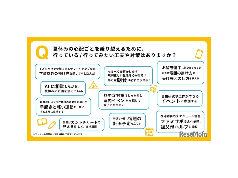 夏休みの心配事に対する工夫
