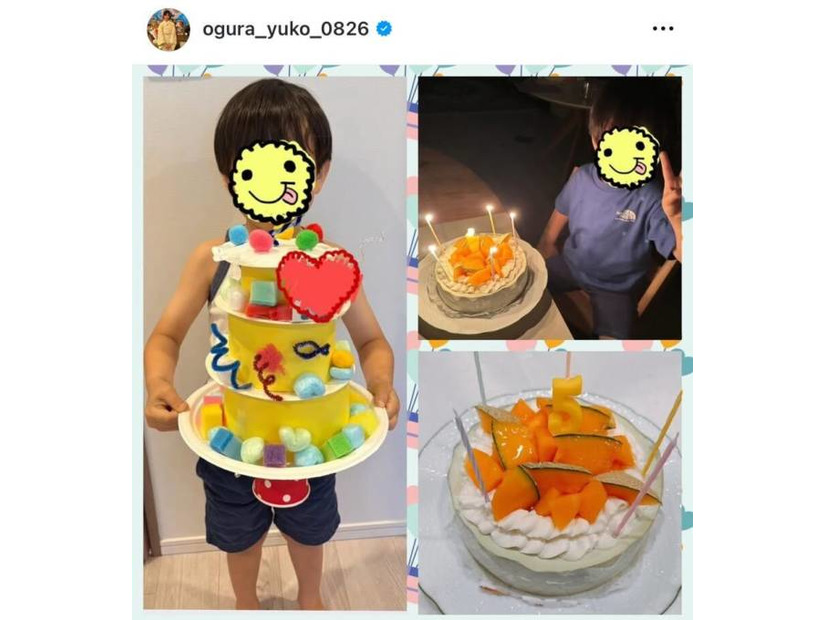 小倉優子、“おしゃべりで社交的”三男の5歳バースデーSHOTを公開「ハグしては泣いて…」
