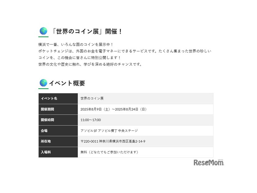 世界のコイン展概要