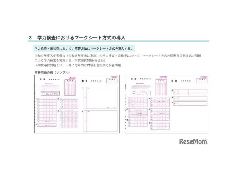 解答用紙の例（サンプル）