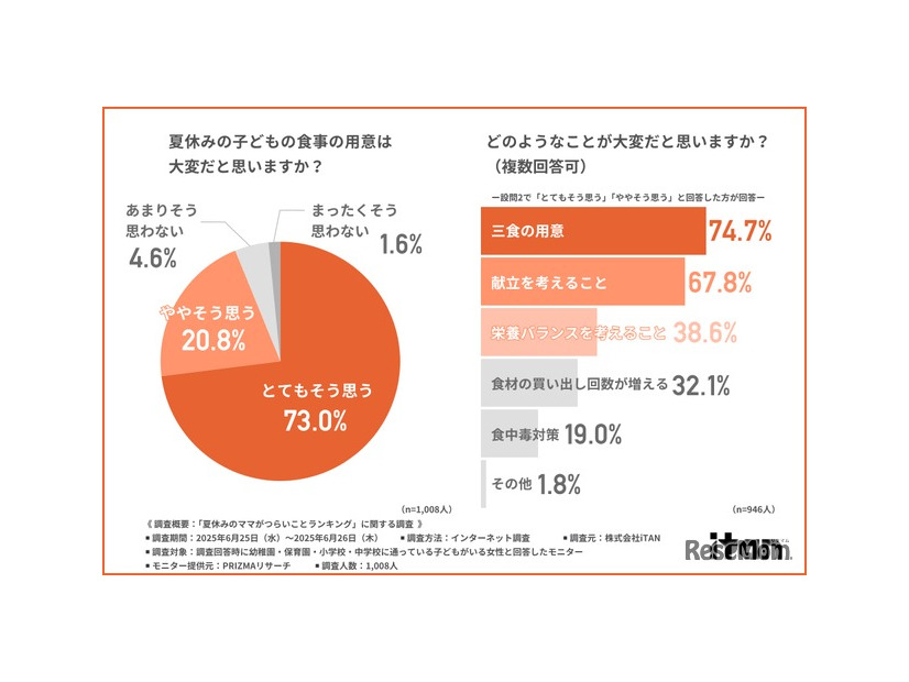 夏休みの子供の食事の用意は大変だと思うか