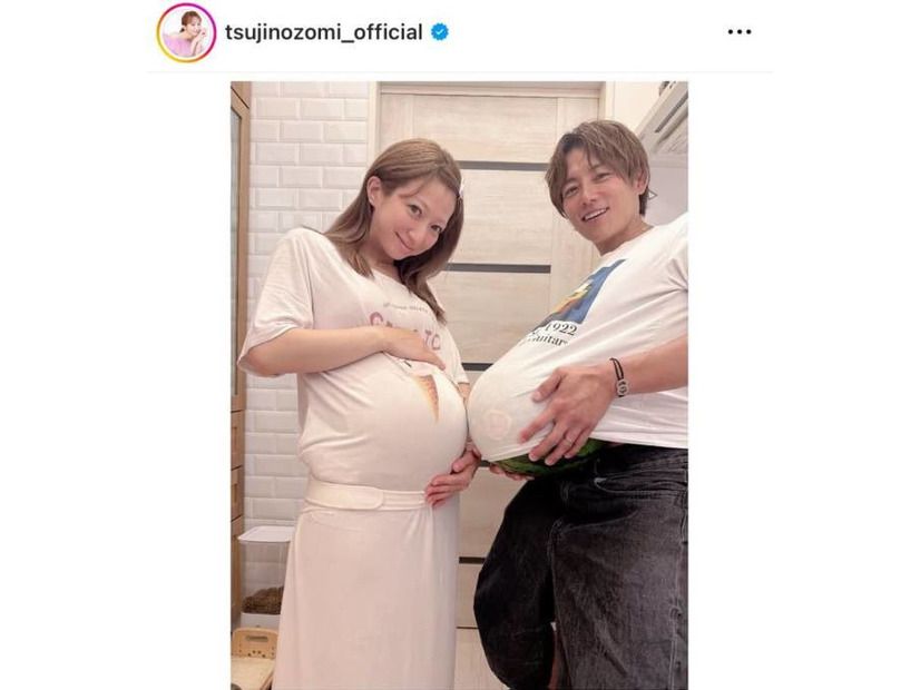 第5子出産間近の辻希美、杉浦太陽との“ダブル”ふっくらお腹SHOTを公開「もうすぐ会えるね」