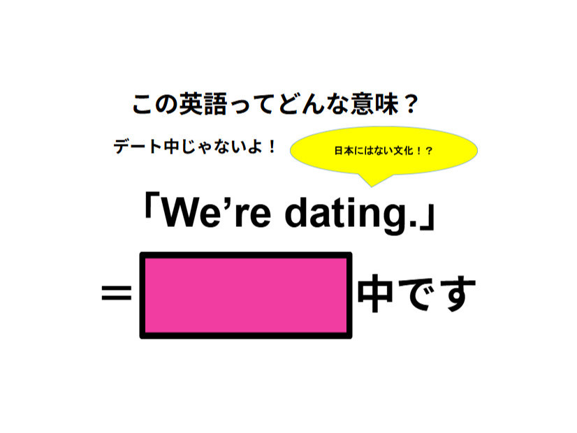 この英語ってどんな意味？「We’re dating. 」