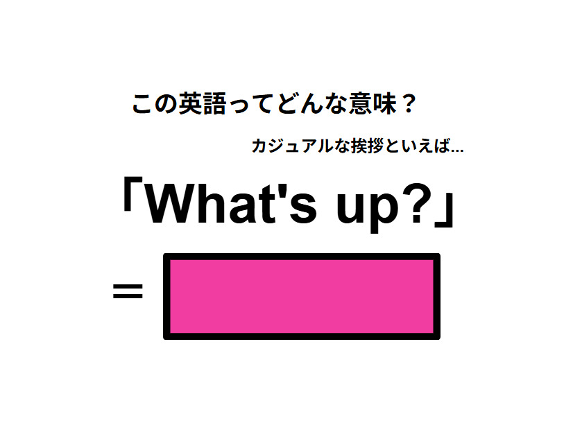 この英語ってどんな意味？「What’s up? 」