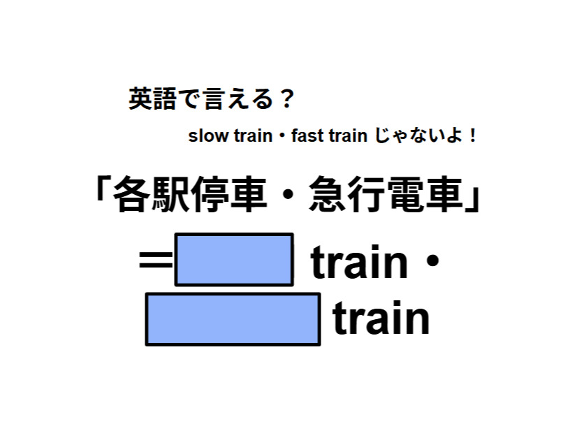 英語で「各駅停車・急行電車」はなんて言う？