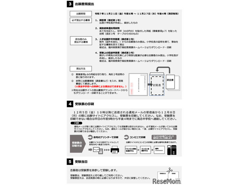 福井県立高志中学校インターネット出願の手引き