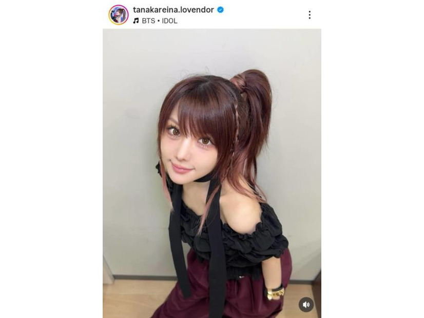 田中れいな、美デコルテが眩しい上目遣いSHOTに「可愛すぎる」「もうほんと大優勝！！」の声