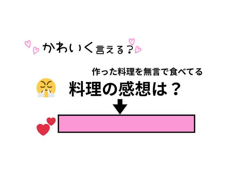 ぶりっ子足りてる？「私の料理に全くの無反応。ひと言ほしい！？」をかわいく変換！