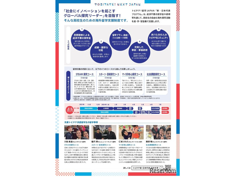 「トビタテ！留学JAPAN」の第2ステージ 「新・日本代表プログラム」（高校生など）