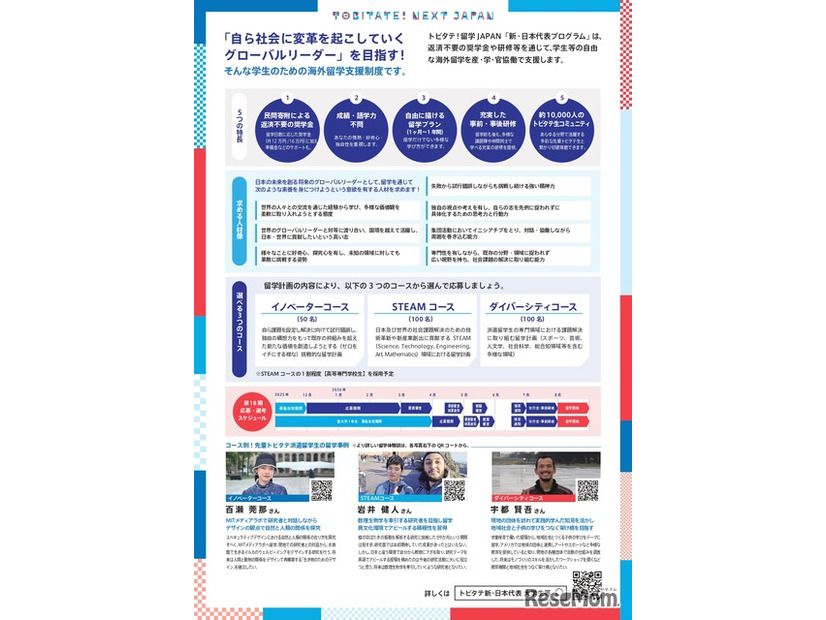 「トビタテ！留学JAPAN」の第2ステージ 「新・日本代表プログラム」（大学生など）