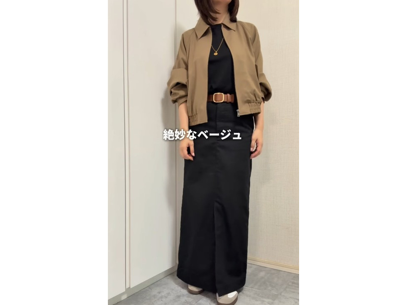今、頼れる【GU】軽めジャケット。ロングスカートを合わせて大人カジュアルに【40代の毎日コーデ】
