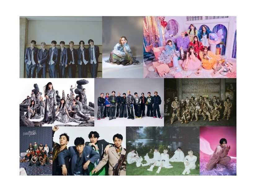 （上段左から）aoen、家入レオ、CANDY TUNE（中段左から）櫻坂46、THE JET BOY BANGERZ、THE RAMPAGE（下段左から）JO1、s**t kingz、TOMORROW X TOGETHER、中島健人（提供写真）