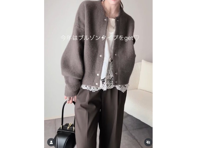 今期、注目したいブラウン系ワントーンスタイル。品格漂うブルゾン×レースならやわらかな印象に【40代の毎日コーデ】