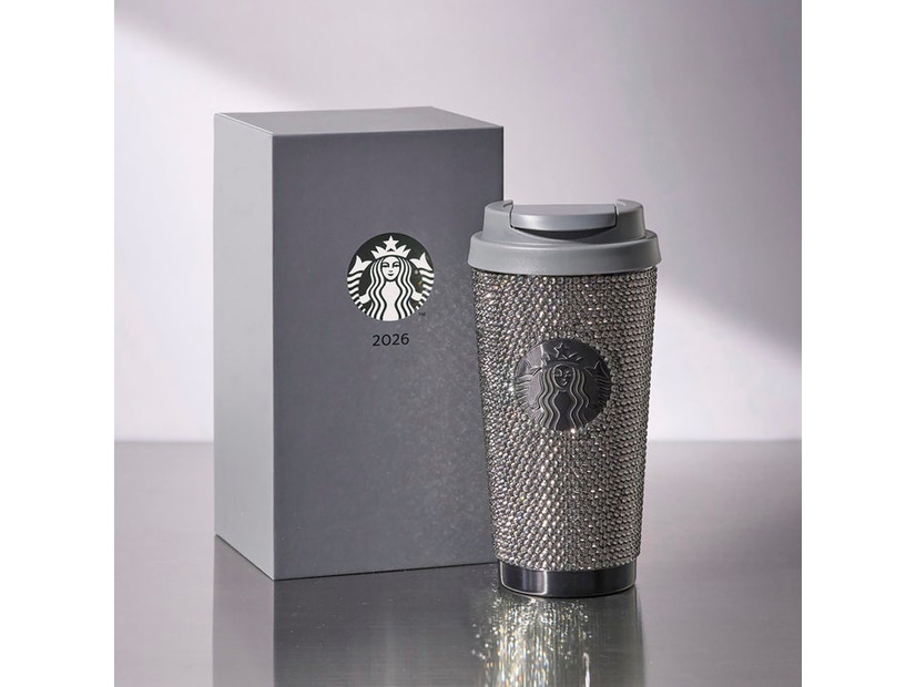 「スターバックス福袋 2026」グレーのラインストーンが輝く特別仕様のステンレスタンブラー／（Super Lucky New Year Surprise！）※限定1000個（提供写真）