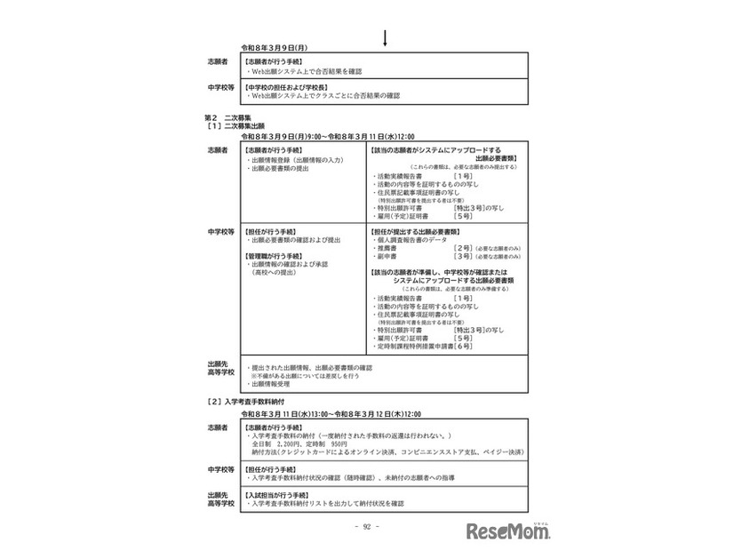 2026年度滋賀県立高等学校入学者選抜実施要項（フローチャート）【全日制課程・定時制課程】