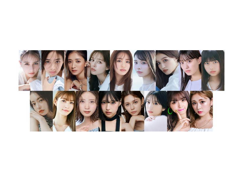 （上段左から）嵐莉菜、安⻫星来、池⽥美優、加藤ナナ、⾹⾳、川⼝ゆりな、せいら、鶴嶋乃愛、⻑浜広奈、なごみ、⽣⾒愛瑠、星乃夢奈、MINAMI、村上愛花、⽮吹奈⼦、ゆい⼩池（ゆいちゃみ）、ゆうちゃみ（提供写真）