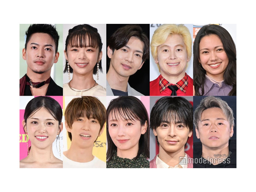 「2025年に結婚した有名人」（上段左から）RYOKI、趣里、松下洸平、カズレーザー、二階堂ふみ（下段左から）松村沙友理、はじめしゃちょー、波瑠、高杉真宙、武尊（C）モデルプレス