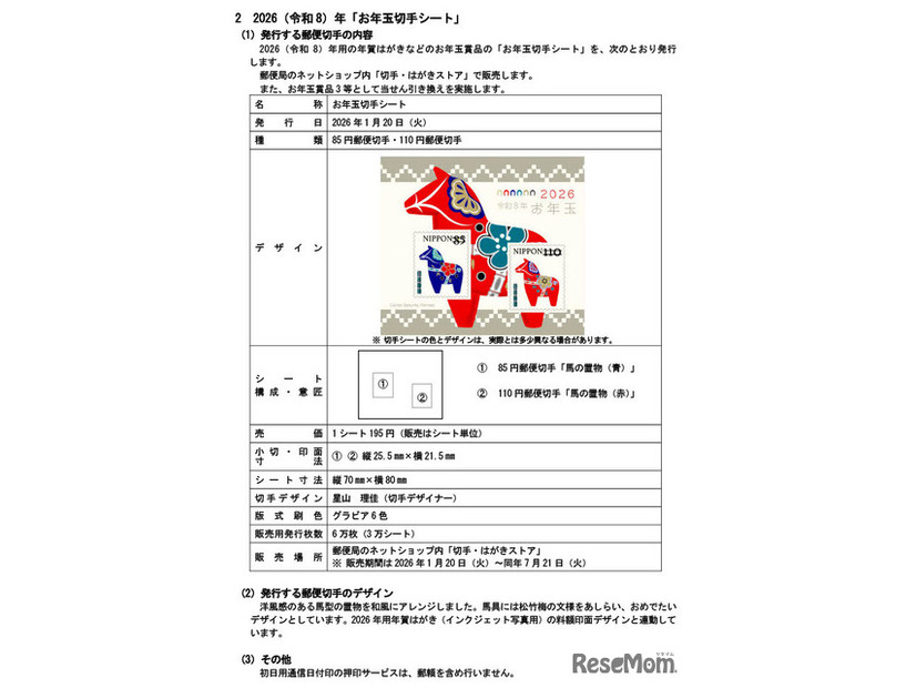 2026（令和8）年「お年玉切手シート」