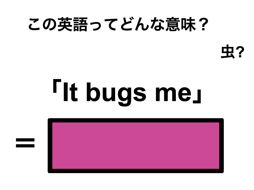この英語ってどんな意味？「It bugs me」
