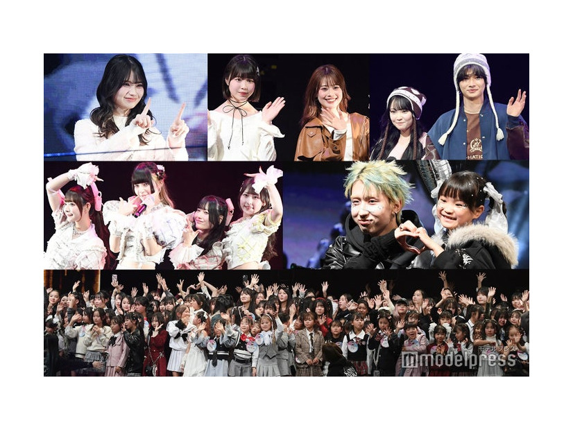 （上段左から時計回り）藤田みあ、表すみれ＆瀬川陽菜乃、相塲星音＆河村叶翔、MON7A＆村方乃々佳、ランウェイモデル、きゅるりんってしてみて（C）モデルプレス