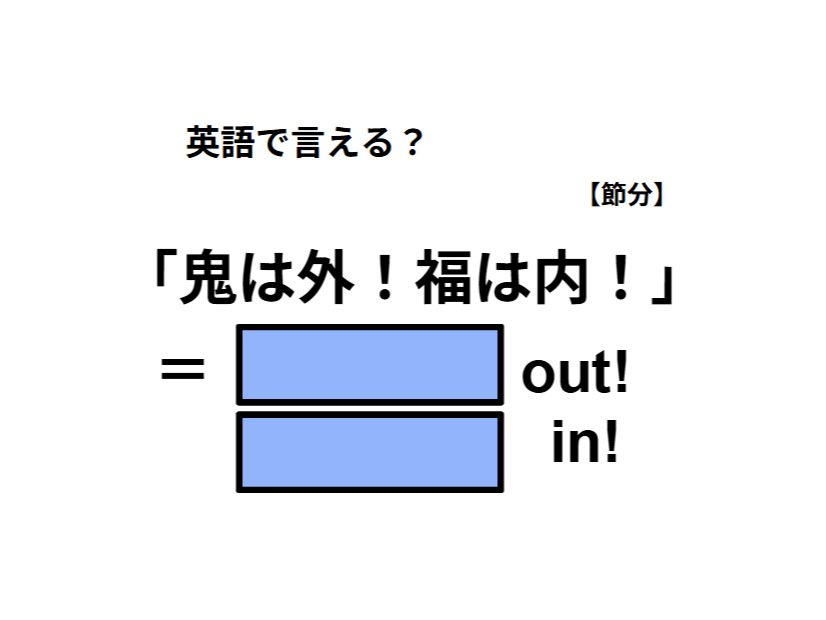 英語で「鬼は外！福は内！」は何て言う？