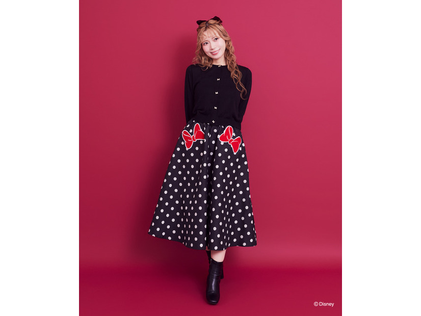 ミニー／リボンギャザースカート（Black）￥13,500