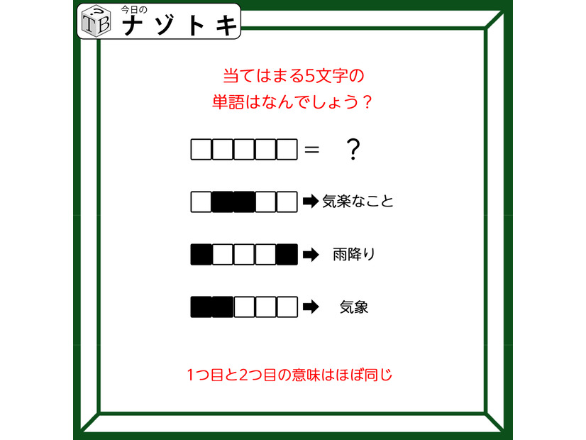 クイズです！「当てはまる５文字の単語はなんでしょう？」白いマスに文字を入れて、３つの単語を考えましょう【難易度LV３.・中辛】