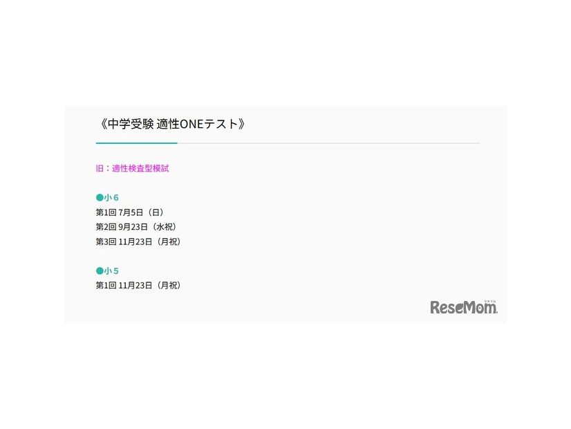 2026年度 適性ONEテスト日程