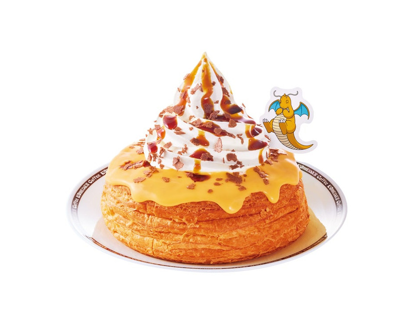 【コメダ珈琲店・おかげ庵】カイリューのシロノワール カスタードプリン（提供写真）