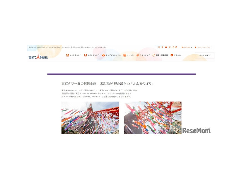 東京タワー春の恒例企画、333匹の「鯉のぼり」と「さんまのぼり」