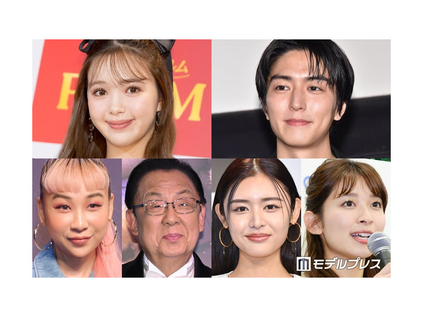 （上段左から）藤田ニコル、稲葉友（下段左から）青山テルマ・梅沢富美男・古畑星夏・山本里菜