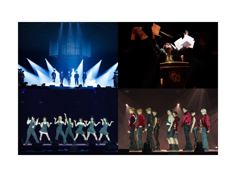 （左上から時計回りに）ZEROBASEONE、GAN（岩田剛典）、&TEAM、ME:I「KCON JAPAN 2026」（C）CJ ENM Co., Ltd, All Rights Reserved