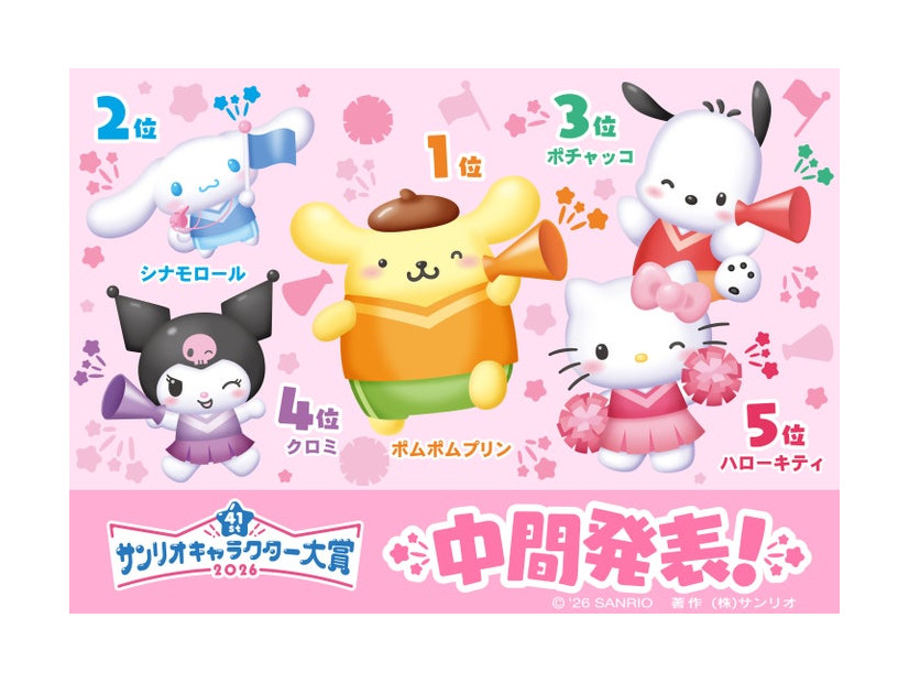「2026年サンリオキャラクター大賞」中間発表（C）2026 SANRIO CO., LTD. CHOCOLATE 著作株式会社サンリオ