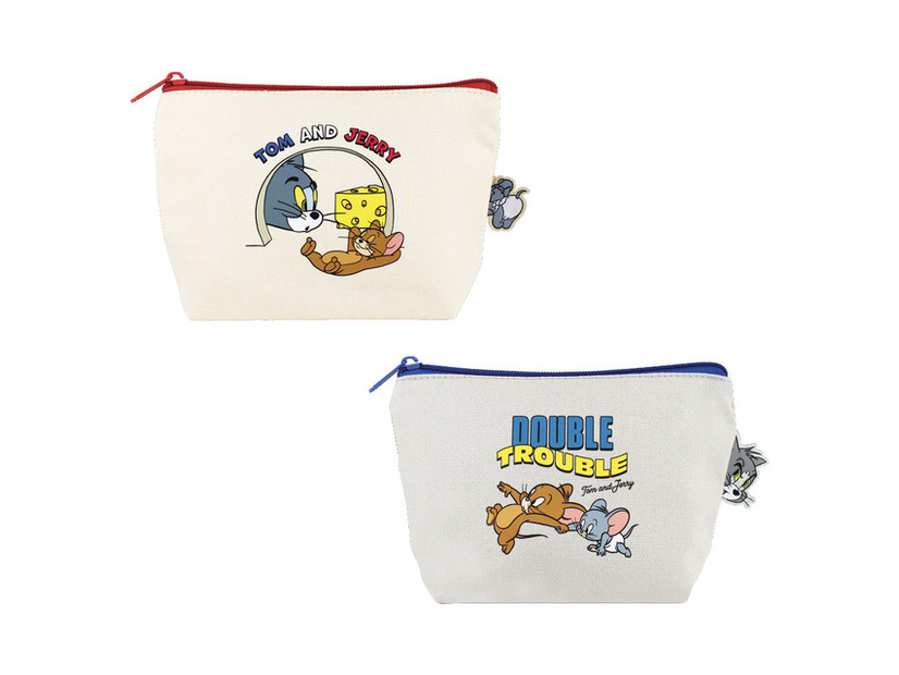 トムとジェリーぴょこっとポーチ（上：壁の穴/下：逃げる）各1,540円(税込)