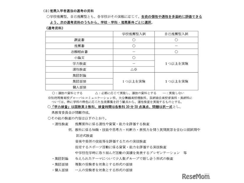 令和9年度県立高等学校入学者選抜における推薦入学者選抜について