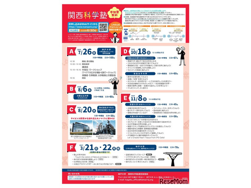 2026年度「第21回女子中高生のための関西科学塾」