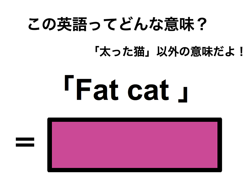 この英語ってどんな意味？「Fat cat」