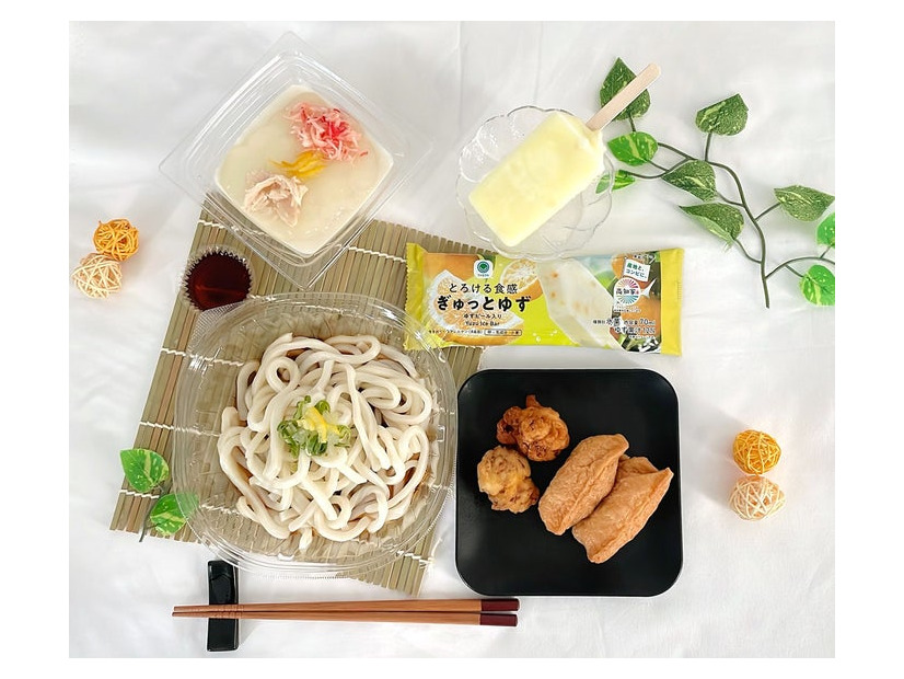 とろける食感 ぎゅっとゆず、高知県産ゆず ゆず香るいなり＆冷しぶっかけうどん、高知県産ゆず ゆず香るとろ～り豆腐（提供画像）