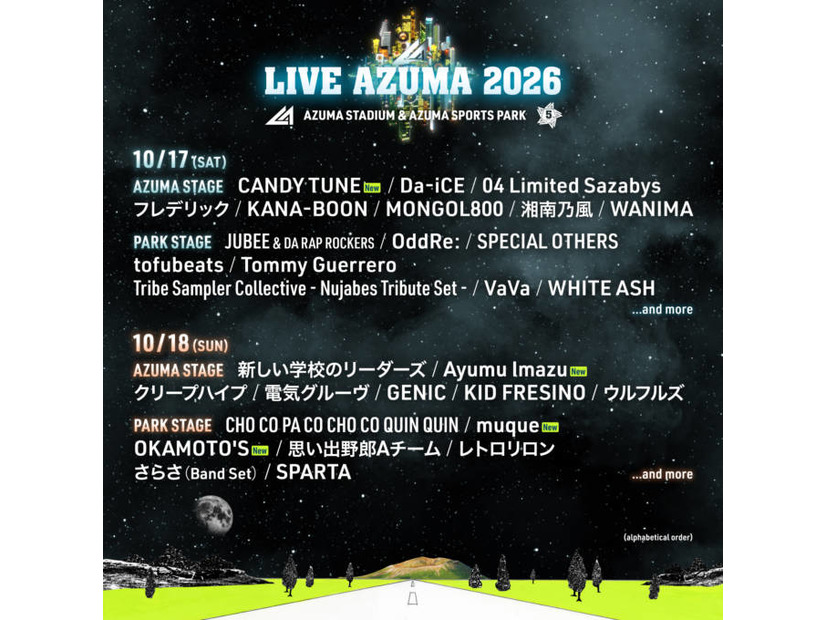 「LIVE AZUMA 2026」第5弾出演アーティスト発表。CANDY TUNE、Ayumu Imazuらがラインナップ